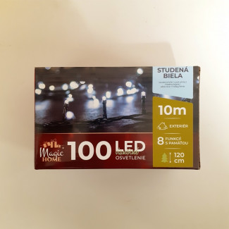 Svetelná reťaz Serpens 100LED, 10m, studená biela, adaptér 240V