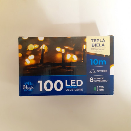 Svetelná reťaz Serpens 100LED, 10m, teplá biela, adaptér 240V