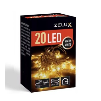 Svetelná reťaz 20LED 2m, teplá biela, na batérie